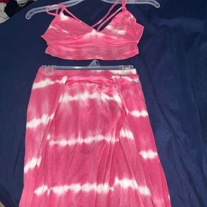 Two piece set pink / white